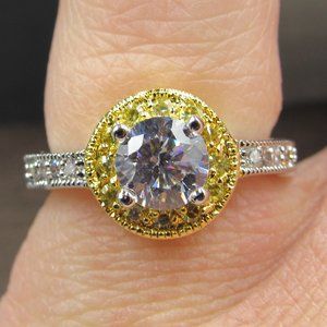Size 5 Silver Tone Well Cut Clear CZ Gem Band Ring